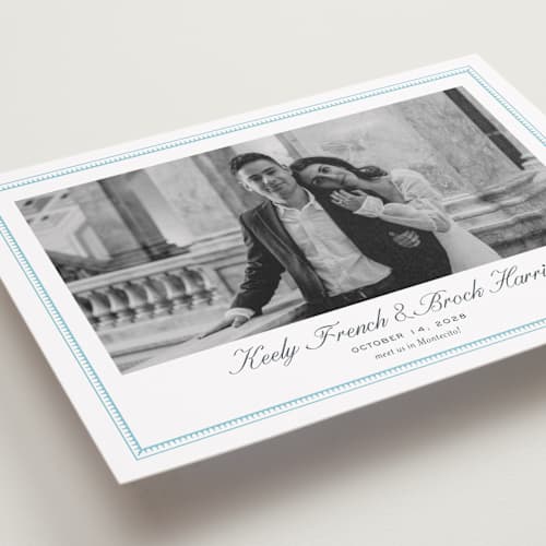This is a ocean save the date with standard by Megan Davis called proper printing on recycled smooth signature in grand