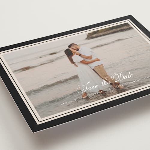 This is a raven save the date with standard by chocomocacino called krytharaki printing on recycled smooth signature in grand