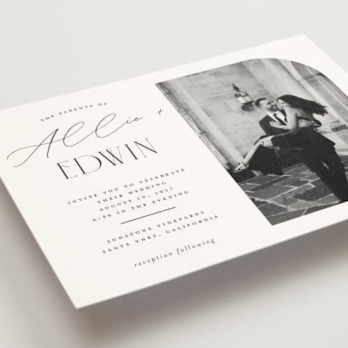 This is a pearl wedding invitations with standard by Christie Garcia called everly printing on signature in grand
