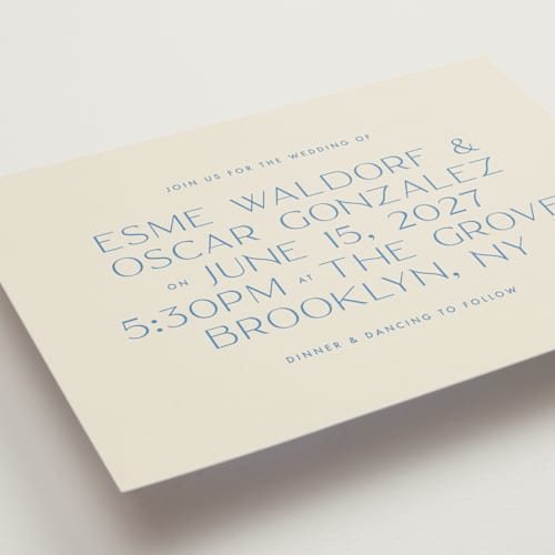 This is a cerulean wedding invitations with standard by Ellen Schlegelmilch called brooklyn printing on signature in grand