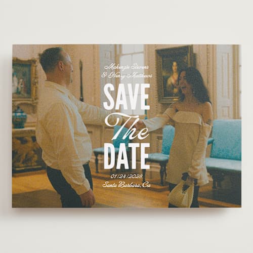 This is a lily save the date with standard by Owl and Toad called full page printing on recycled smooth signature in grand