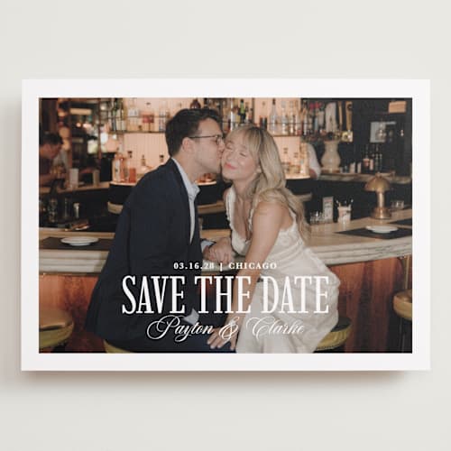 This is a milan save the date with standard by chocomocacino called kroštule printing on recycled smooth signature in grand