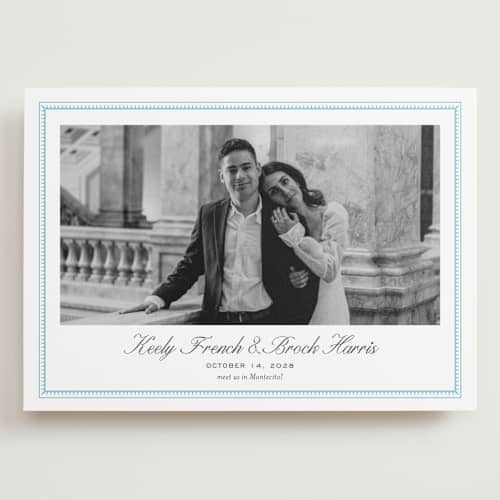 This is a ocean save the date with standard by Megan Davis called proper printing on recycled smooth signature in grand