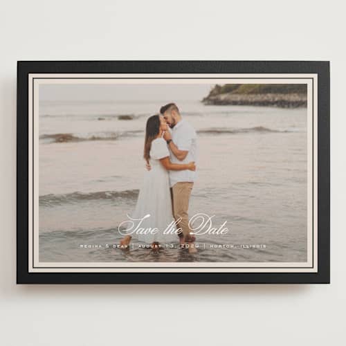 This is a raven save the date with standard by chocomocacino called krytharaki printing on recycled smooth signature in grand