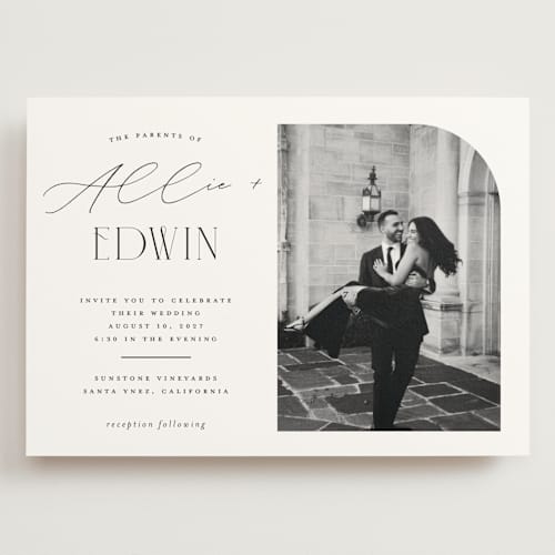 This is a pearl wedding invitations with standard by Christie Garcia called everly printing on signature in grand
