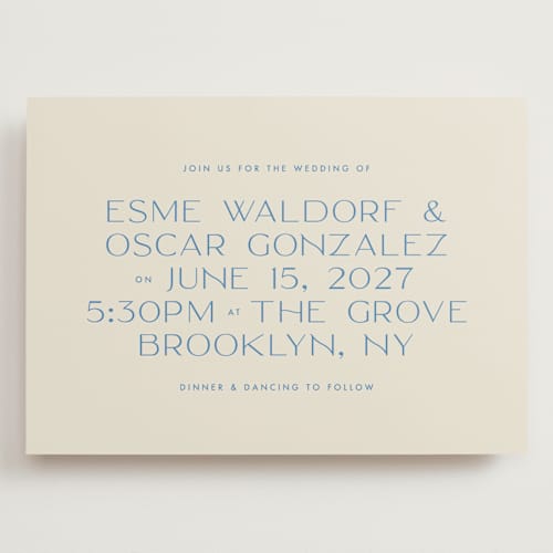 This is a cerulean wedding invitations with standard by Ellen Schlegelmilch called brooklyn printing on signature in grand