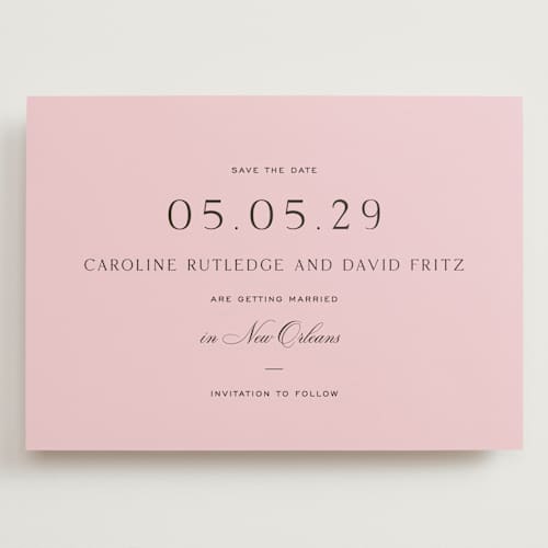 This is a peony save the date with standard by Megan Davis called nola printing on signature in grand