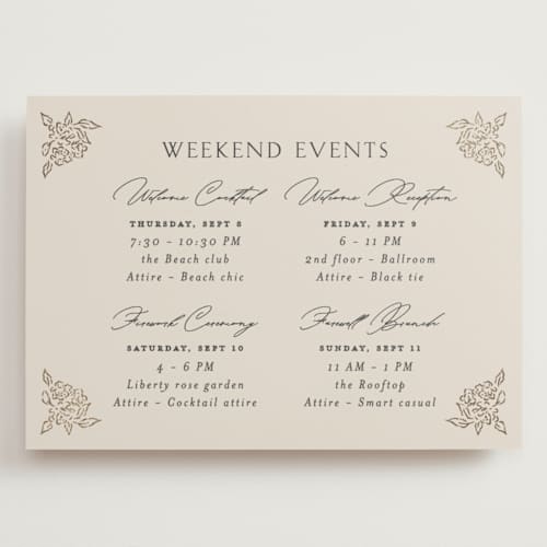 This is a blush meadow ceremony reception essentials with foil pressed by Grae called dancing in the garden printing on signature in grand