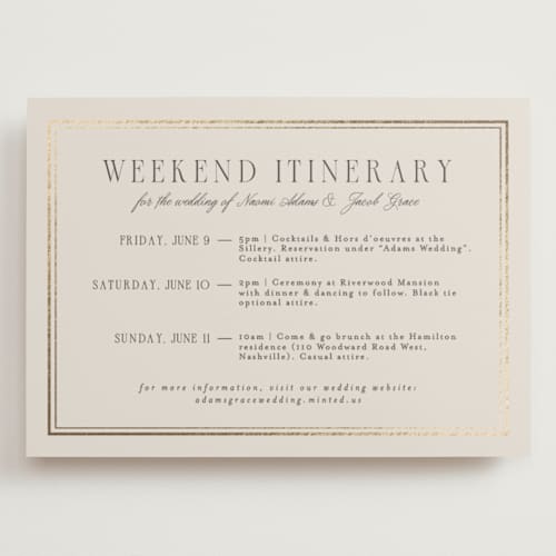 This is a champagne ceremony reception essentials with foil pressed by Nicole Walsh called grace printing on signature in grand