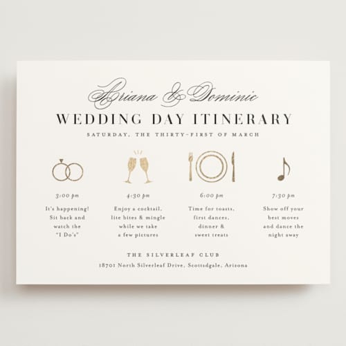 This is a cotton ceremony reception essentials with foil pressed by Jennifer Postorino called gilded ampersand printing on signature in grand