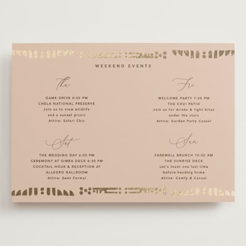 This is a sahara ceremony reception essentials with foil pressed by David Michuki called cultured element printing on signature in grand