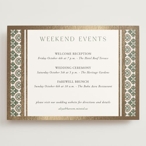 This is a evergreen ceremony reception essentials with foil pressed by Oma N. Ramkhelawan called kareem printing on signature in grand