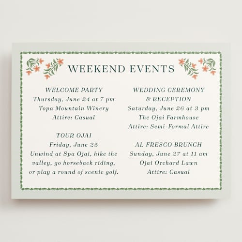 This is a pine ceremony reception essentials with standard by Paper Sun Studio called river valley printing on signature in grand