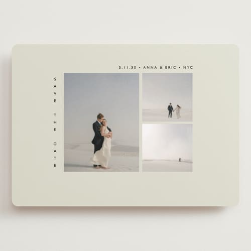 This is a vanilla save the date with standard by Bryanna Mehner called minimal printing on recycled smooth signature in grand