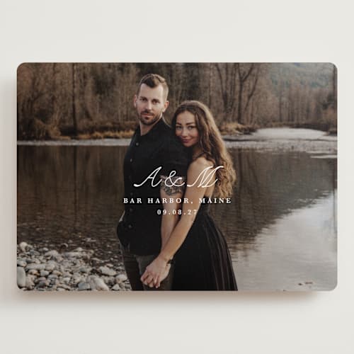 This is a pearl save the date with standard by Up Up Creative called lettra printing on recycled smooth signature in grand