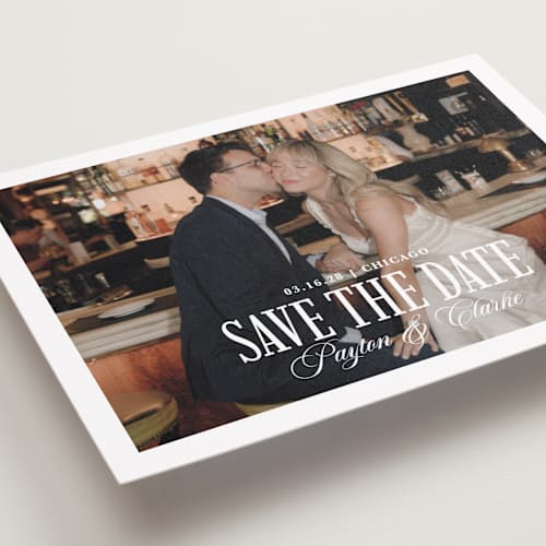 This is a milan petite save the dates with standard by chocomocacino called kroštule printing on recycled smooth signature in petite
