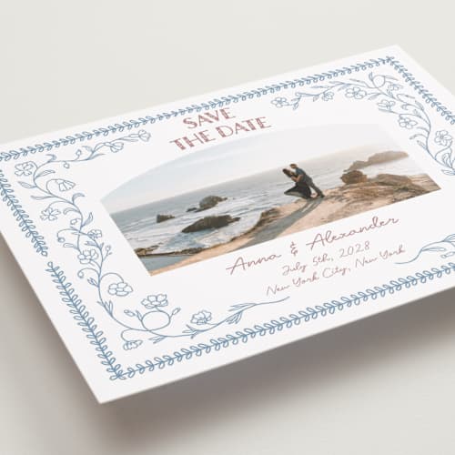 This is a aquamarine petite save the dates with standard by Elisa Lara Campos called perfect day printing on recycled smooth signature in petite