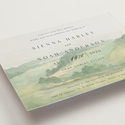 This is a meadow petite wedding invitations with standard by Elly called the vow printing on signature in petite