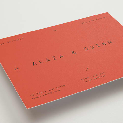 This is a verona sunset petite wedding invitations with standard by Blustery August called alaia printing on signature in petite
