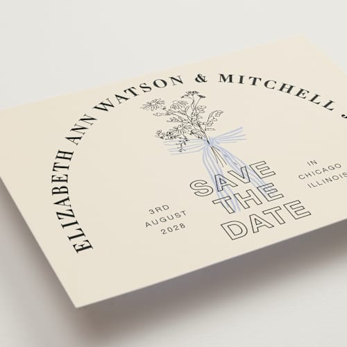 This is a daisy petite save the dates with standard by Baumbirdy called sealed printing on signature in petite