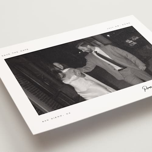 This is a cloud save the date postcards with standard by Nicole Walsh called corner printing on signature in postcard