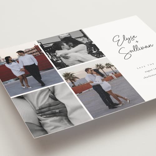 This is a sugar save the date postcards with standard by Jessica Williams called bookmarked printing on signature in postcard