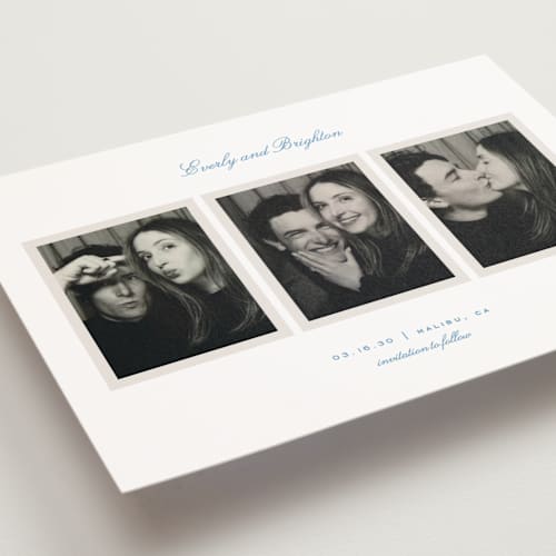 This is a hydrangea save the date postcards with standard by Alexandra Cohn called opus printing on signature in postcard