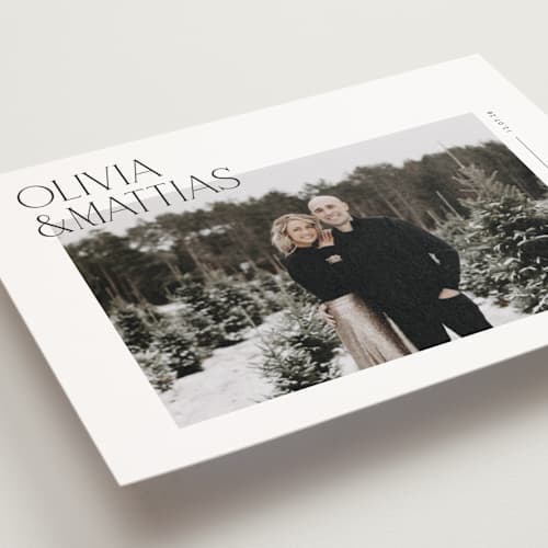 This is a silk save the date postcards with standard by Kelly Schmidt called overlapped printing on signature in postcard