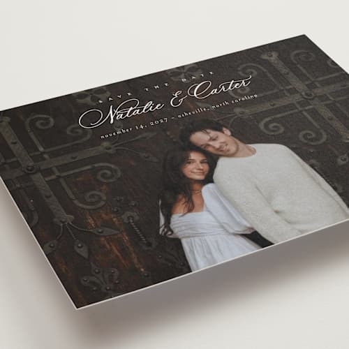 This is a sugar save the date postcards with standard by Jessica Williams called tranquil printing on signature in postcard