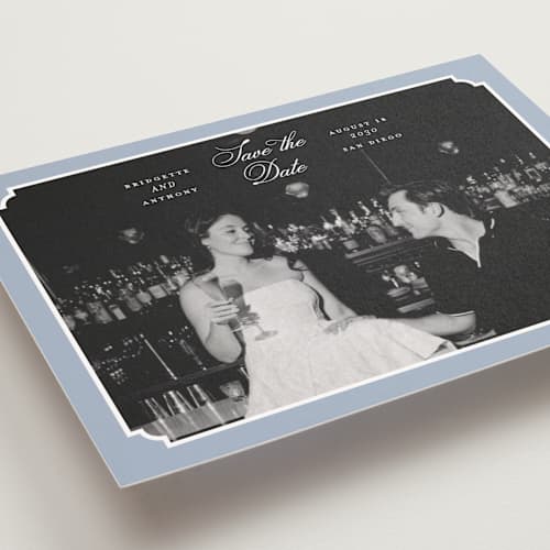 This is a neptune save the date postcards with standard by Heather Schertzer called notched printing on signature in postcard