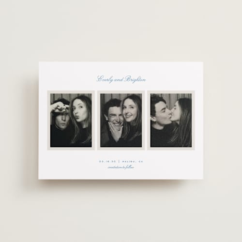 This is a hydrangea petite save the dates with standard by Alexandra Cohn called opus printing on recycled smooth signature in petite