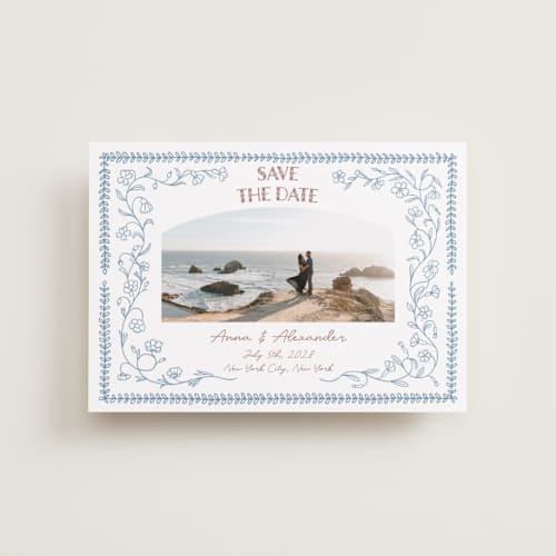 This is a aquamarine petite save the dates with standard by Elisa Lara Campos called perfect day printing on recycled smooth signature in petite