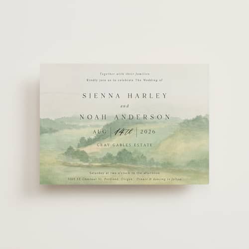 This is a meadow petite wedding invitations with standard by Elly called the vow printing on signature in petite