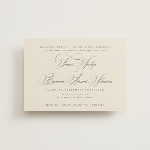 This is a oreo creme petite wedding invitations with standard by Design Lotus called wonderful tonight printing on signature in petite