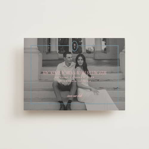 This is a sea save the date postcards with standard by Owl and Toad called sophisticate printing on signature in postcard