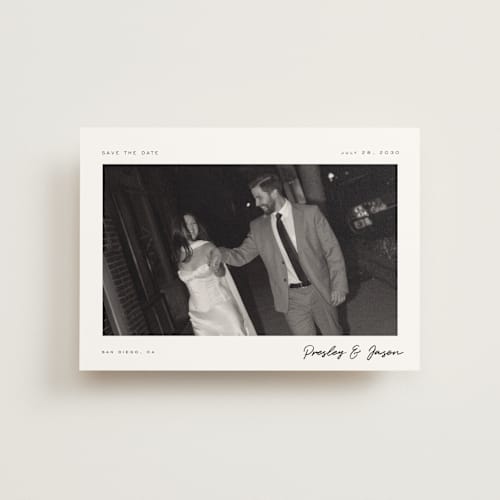 This is a cloud save the date postcards with standard by Nicole Walsh called corner printing on signature in postcard