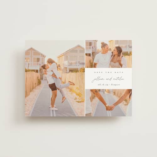 This is a sugar save the date postcards with standard by Jessica Williams called casual elegance printing on signature in postcard