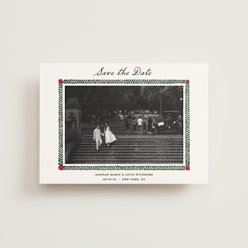 This is a rose save the date postcards with standard by Studio Suku called garden rose printing on signature in postcard
