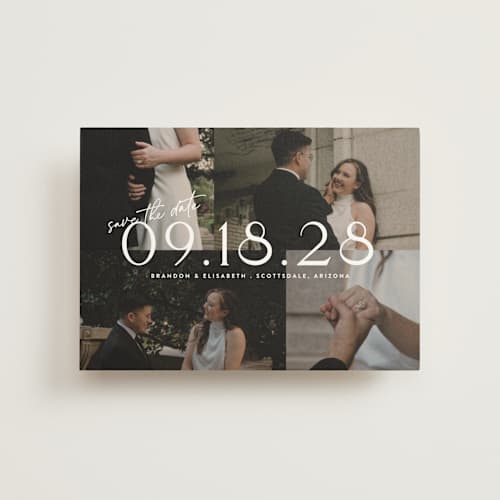 This is a opal save the date postcards with standard by Cat Caudillo called love snaps printing on signature in postcard