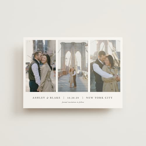 This is a slate save the date postcards with standard by Jula Paper Co. called maybe im amazed printing on signature in postcard