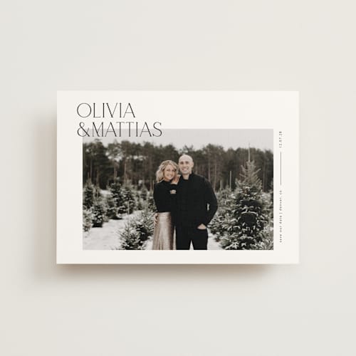 This is a silk save the date postcards with standard by Kelly Schmidt called overlapped printing on signature in postcard