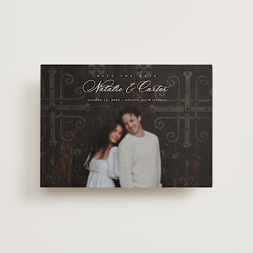 This is a sugar save the date postcards with standard by Jessica Williams called tranquil printing on signature in postcard