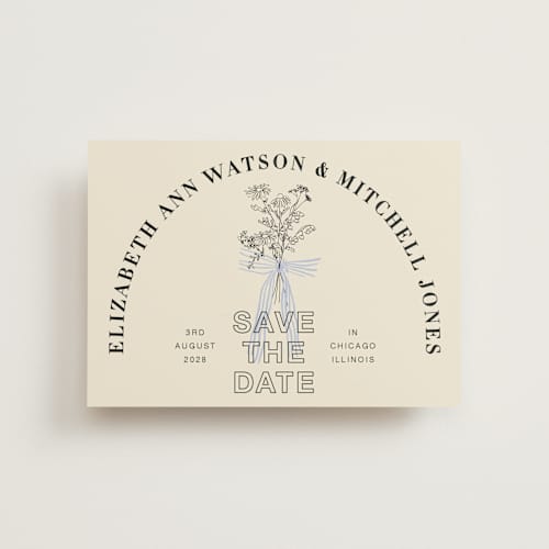 This is a daisy save the date postcards with standard by Baumbirdy called sealed printing on signature in postcard