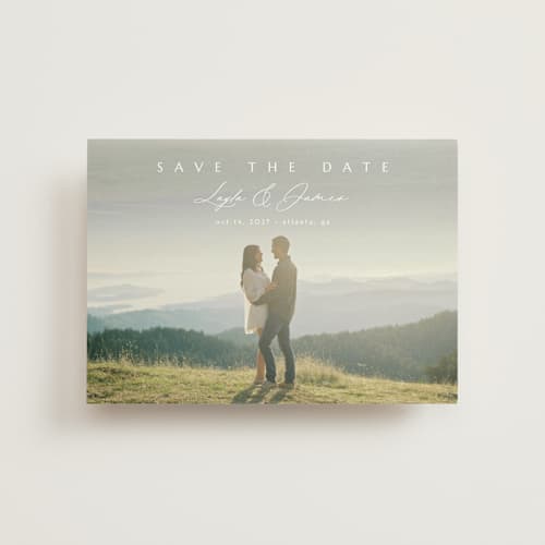 This is a lace save the date postcards with standard by Kaydi Bishop called aloft printing on signature in postcard