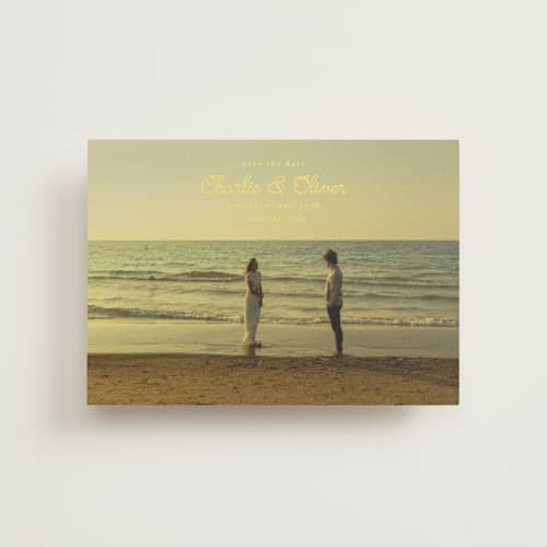 This is a lemon save the date postcards with standard by Kristie Kern called aesthetic printing on signature in postcard