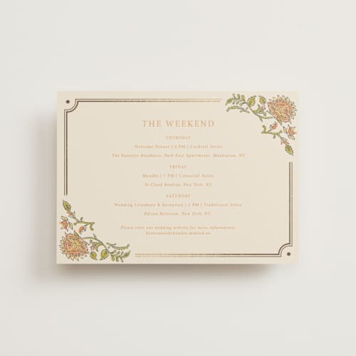 This is a ochre ceremony reception essentials with foil pressed by Hannah Bowman called marigold printing on signature in petite