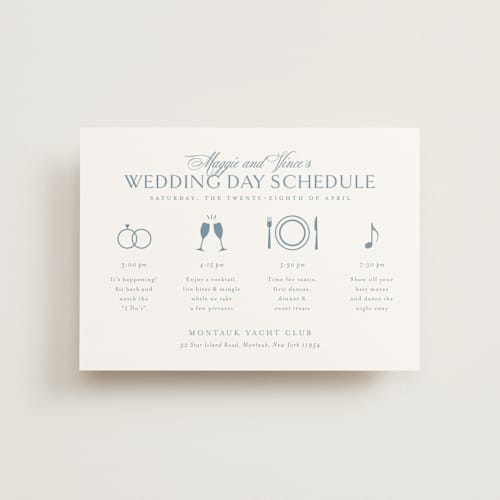 This is a dusty blue ceremony reception essentials with standard by Jennifer Postorino called coastal charm printing on signature in petite