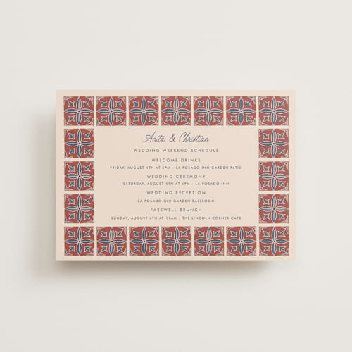 This is a terracotta ceremony reception essentials with standard by Katharine Watson called block print tile printing on signature in petite