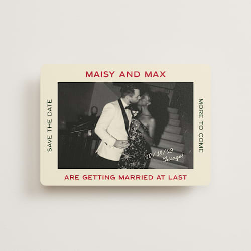 This is a pizzeria petite save the dates with standard by Ani Somi called trattoria printing on recycled smooth signature in petite