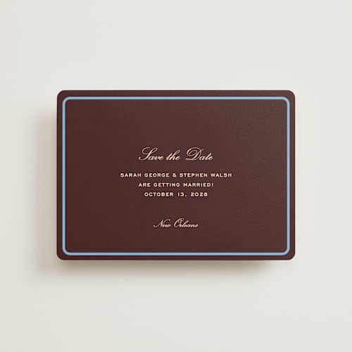 This is a fig petite save the dates with standard by Megan Davis called aperitif printing on signature in petite